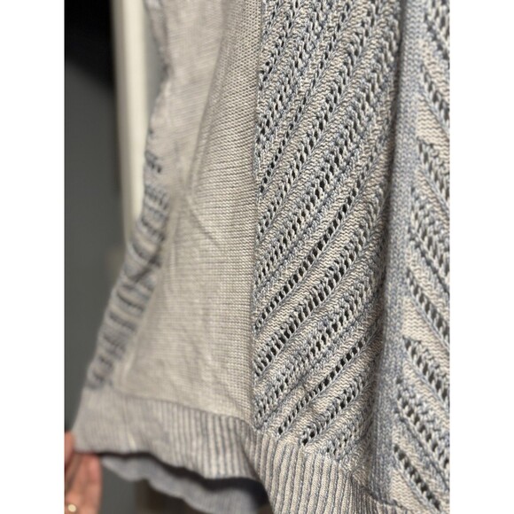 Knox Rose Gray Textured Knit Open Cardigan Neutral Shawl Collar Sweater Small - Picture 5 of 5